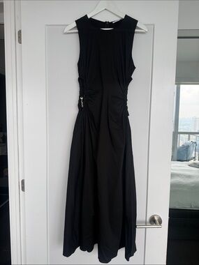 Patrizia Pepe Black Sleeveless Maxi Dress with Side Gather
